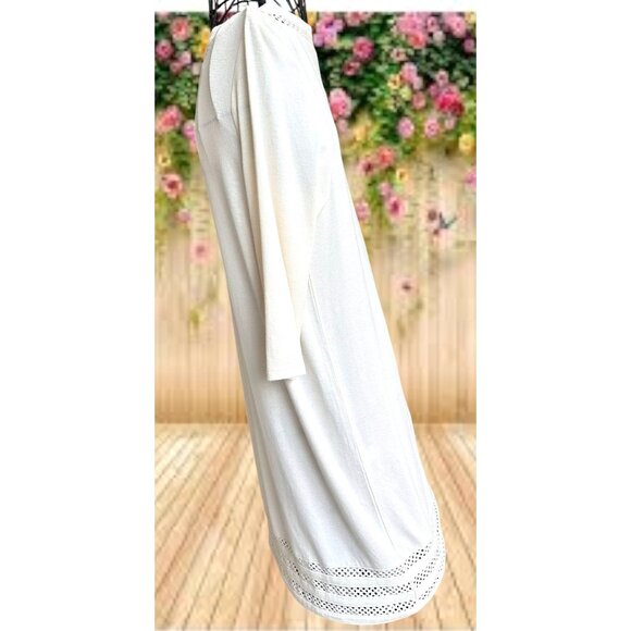 J Jill Dress XS Extra Small Cream Work Casual Church Open Cut Neck Hemline - Picture 7 of 12